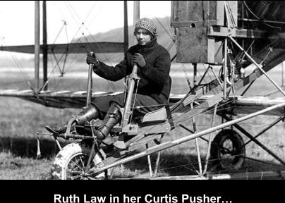 Ruth Law in her Curtis Pusher…