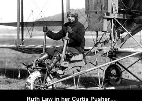 Ruth Law in her Curtis Pusher…
